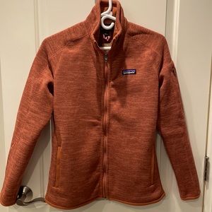 Patagonia full zip fleece jacket, size M, burnt orange, new w tags.